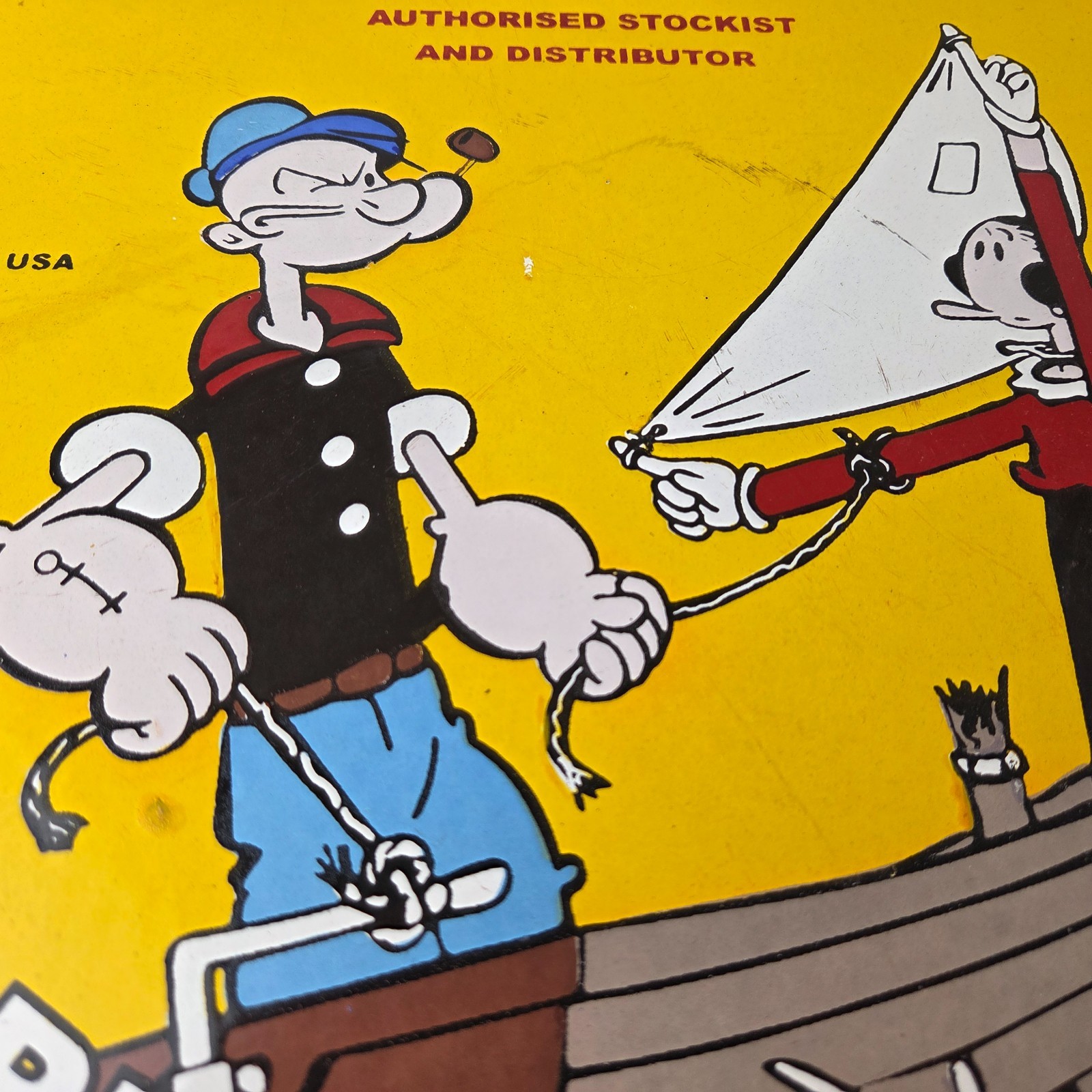 Vintage Shell Gasoline Sign – Popeye & Olive Gas Service Station Porcelain Sign