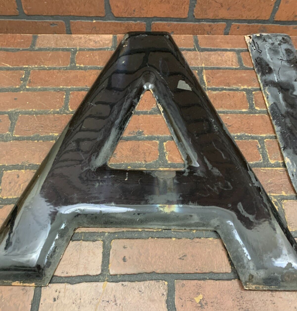 Vintage Porcelain Metal Sign Letters A U