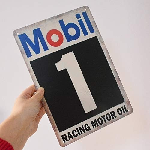 Mobil 1 Racing Motor Oil Retro Vintage Tin Metal Sign Wall Decor for Home Gar…