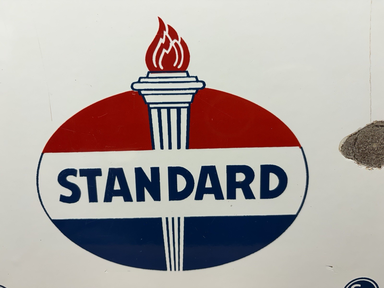 Vtg 1949 Standard Oil Red Crown Gasoline Porcelain Gas Pump Plate Sign 15” X 12”