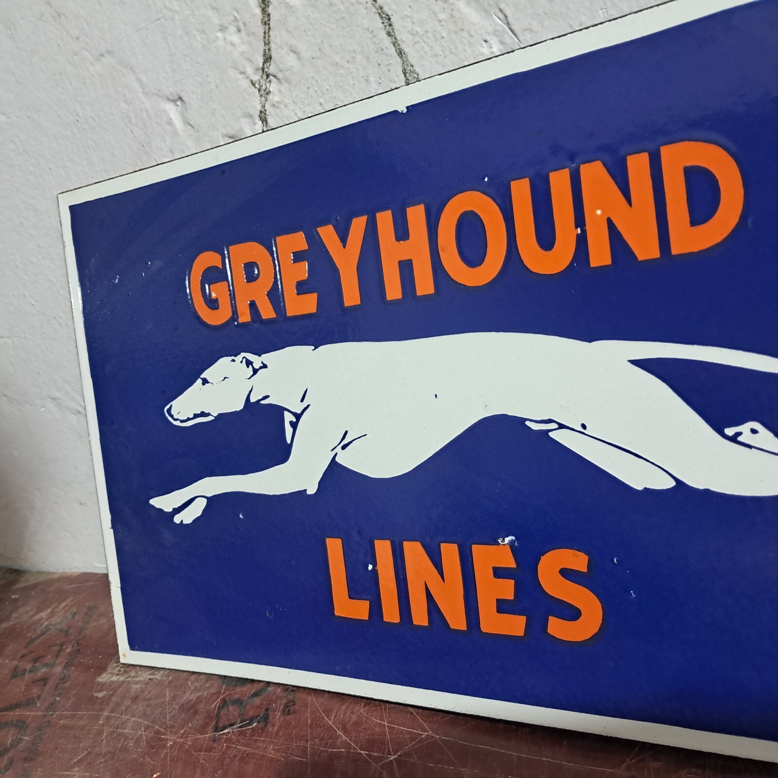 Greyhound Lines Porcelain Enamel Sign 18 x 10 Inches 2 Sided