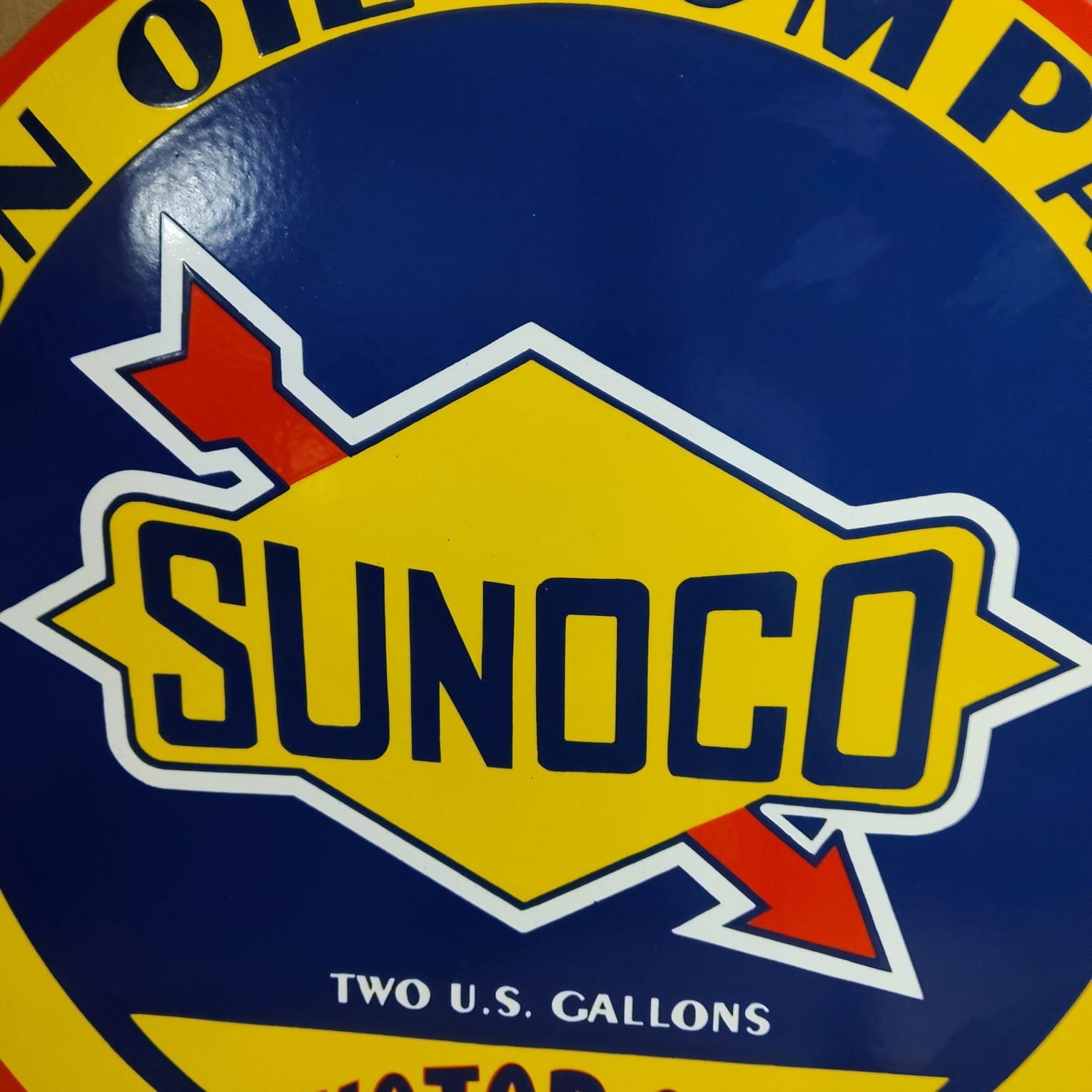 Sunoco Motor Oil porcelain Enamel Sign 30 x 30 Inches 1 Sided