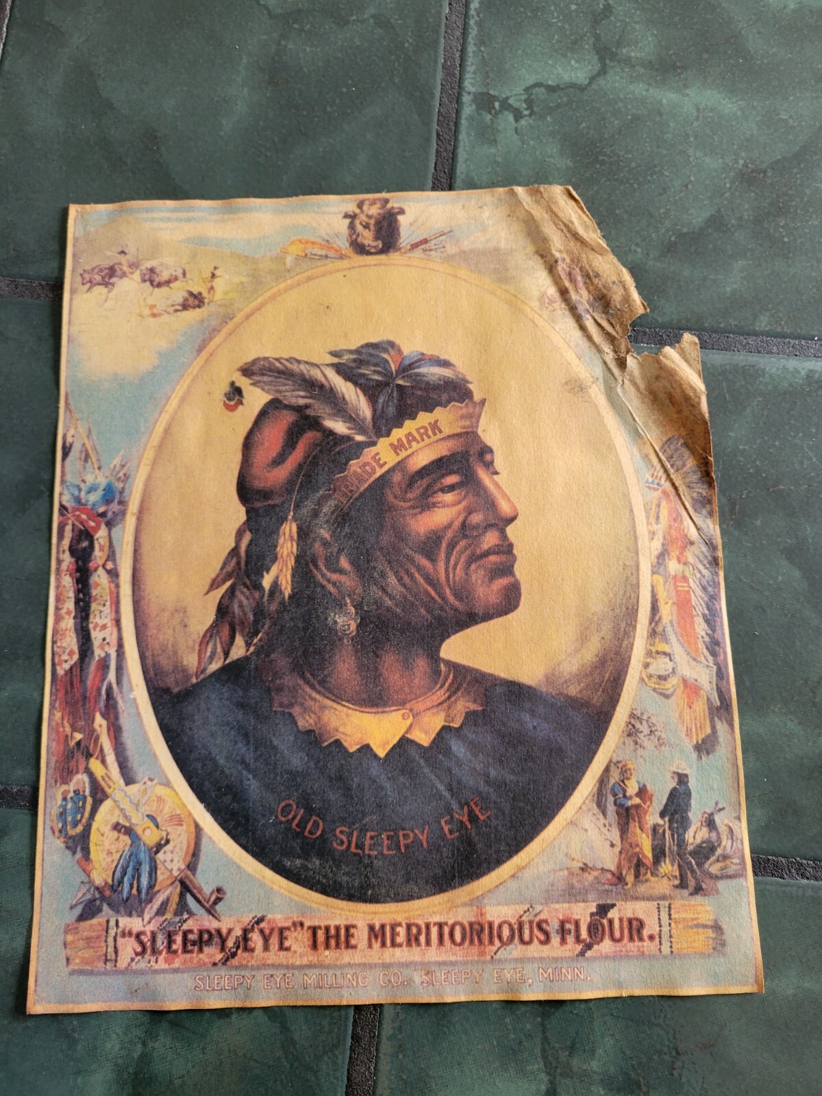 Vintage OLD SLEEPY EYE milling flour label print poster sign