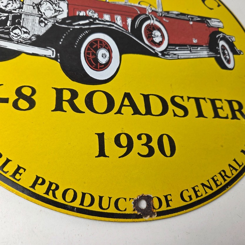 Vintage Cadillac Service Sign – Roadster V8 Gas Pump Automobiles Porcelain Sign