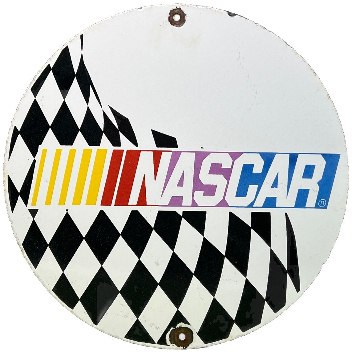 VINTAGE NASCAR PORCELAIN RACEWAY GAS STATION MOTOR OIL STOCK CAR AUTO RACING