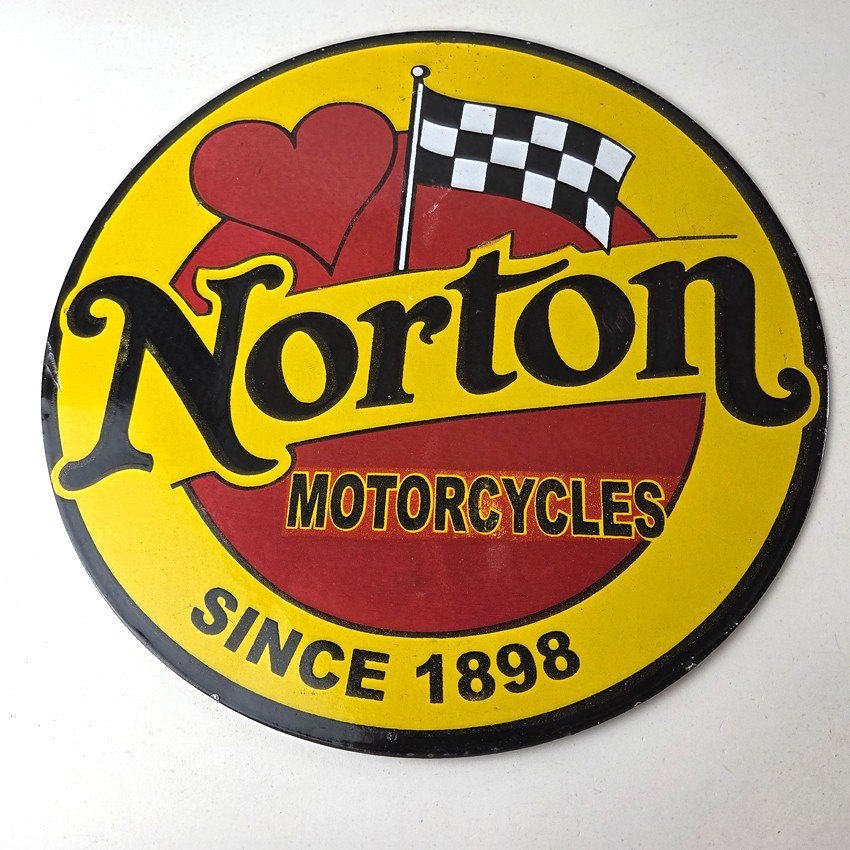 Vintage Norton Motorcycles Sign – Porcelain Automobiles Mechanic Gas Pump Sign