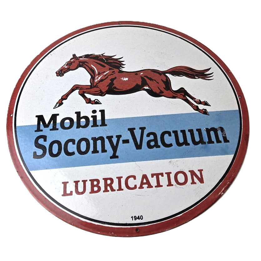 Vintage Mobil Socony Vacuum Sign – Porcelain Ad Gasoline Pegasus Gas Pump Sign