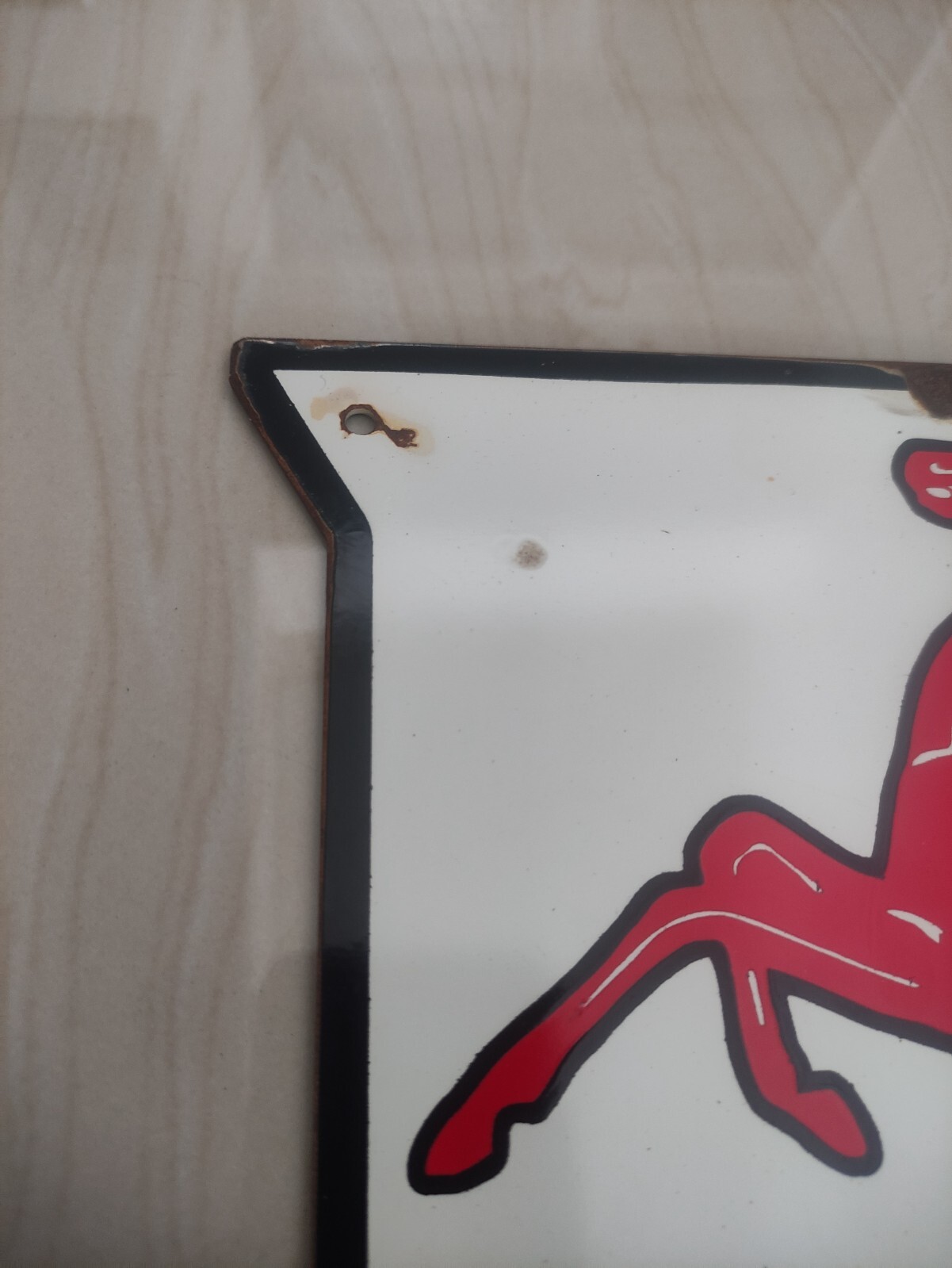 Vintage pegasus advertising porcelain mobiloil sign, 30cmx30cm Thickness 2mm