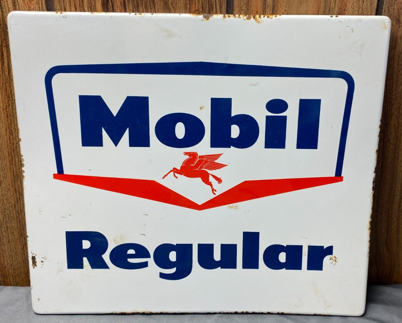 RARE Original Mobil Regular Vintage Porcelain Sign Pump Plate