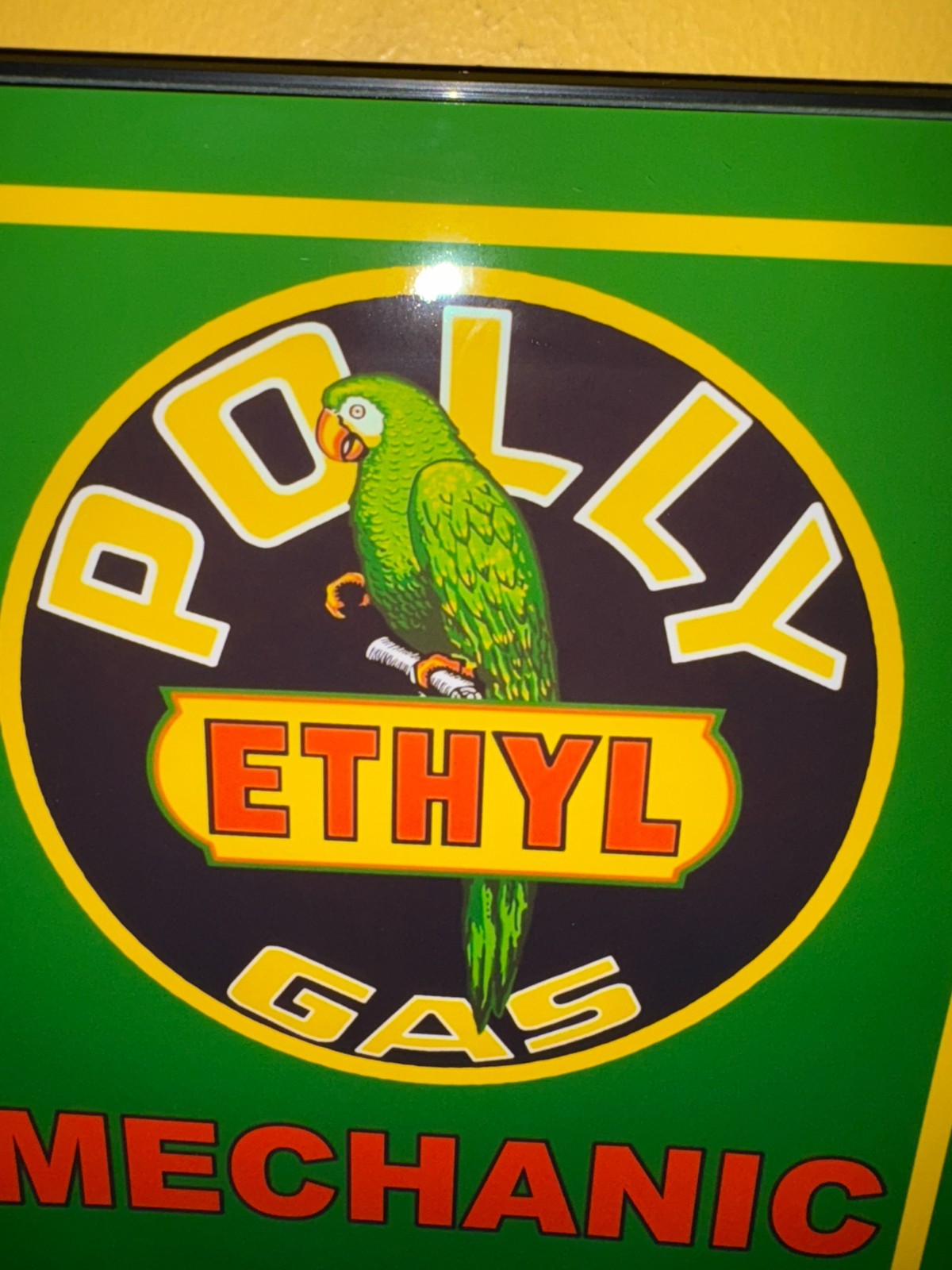 Polly Parrot Oil Gas Service Station Mechanic Garage Man Cave Advertising Sign
