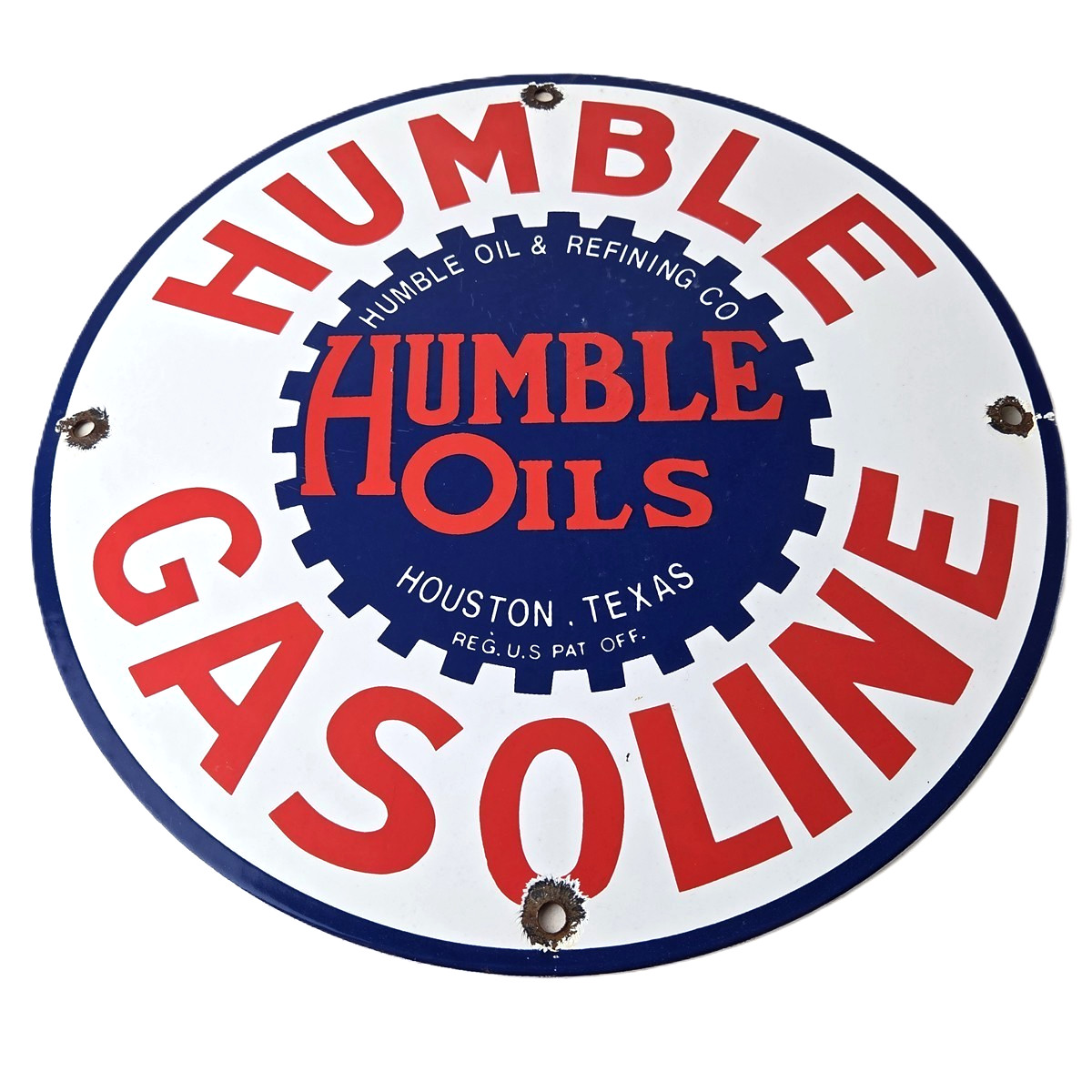 Vintage Humble Gasoline Sign – Gas Motor Oil Pump Porcelain Sign