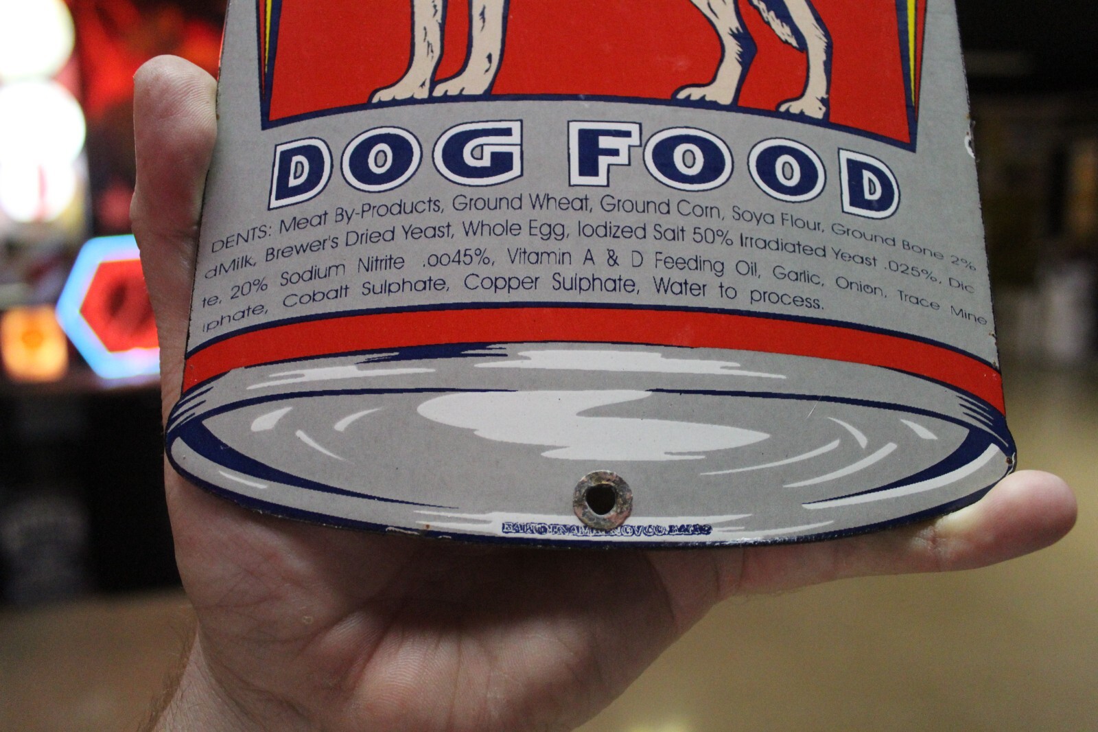 RARE VIGO DOG FOOD DEALER PORCELAIN METAL SIGN CAN SHEPHERD PET STORE GAS OIL