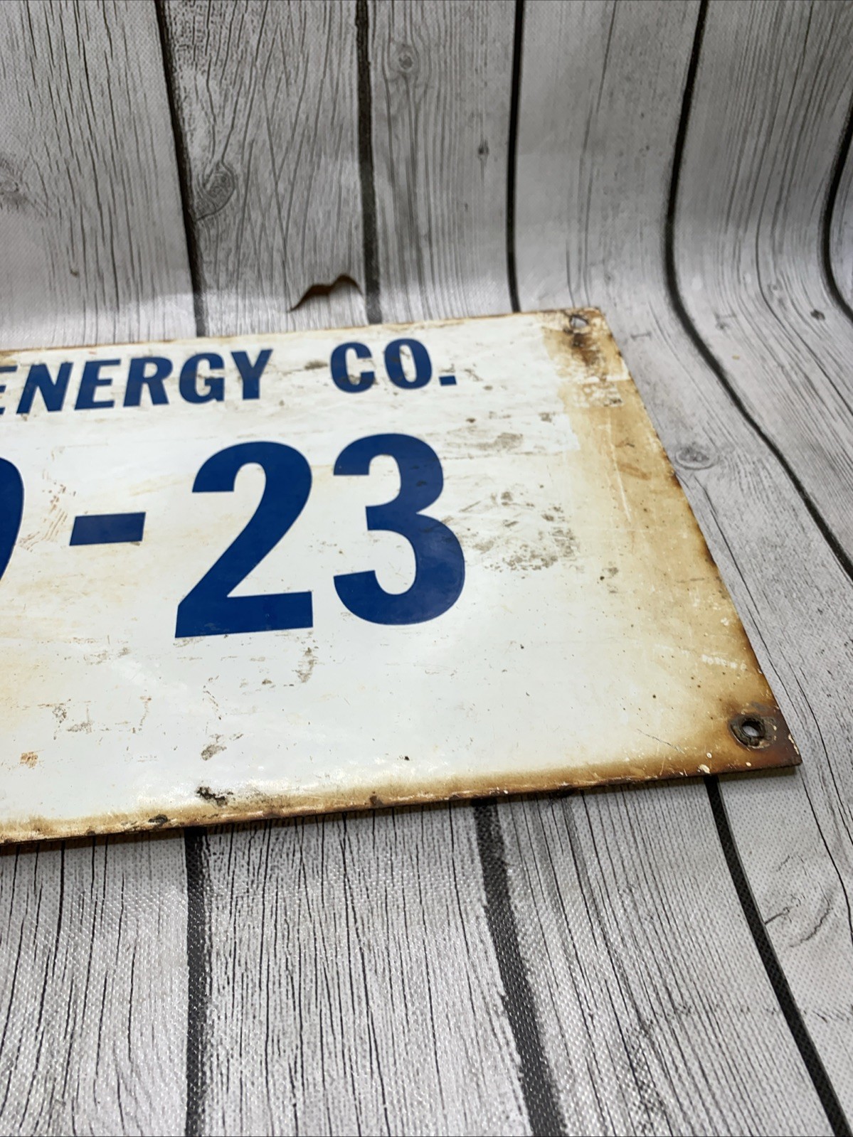 Vintage Santa Fe Energy Co Porcelain Sign Oil Gas Well Tumbador Field CA