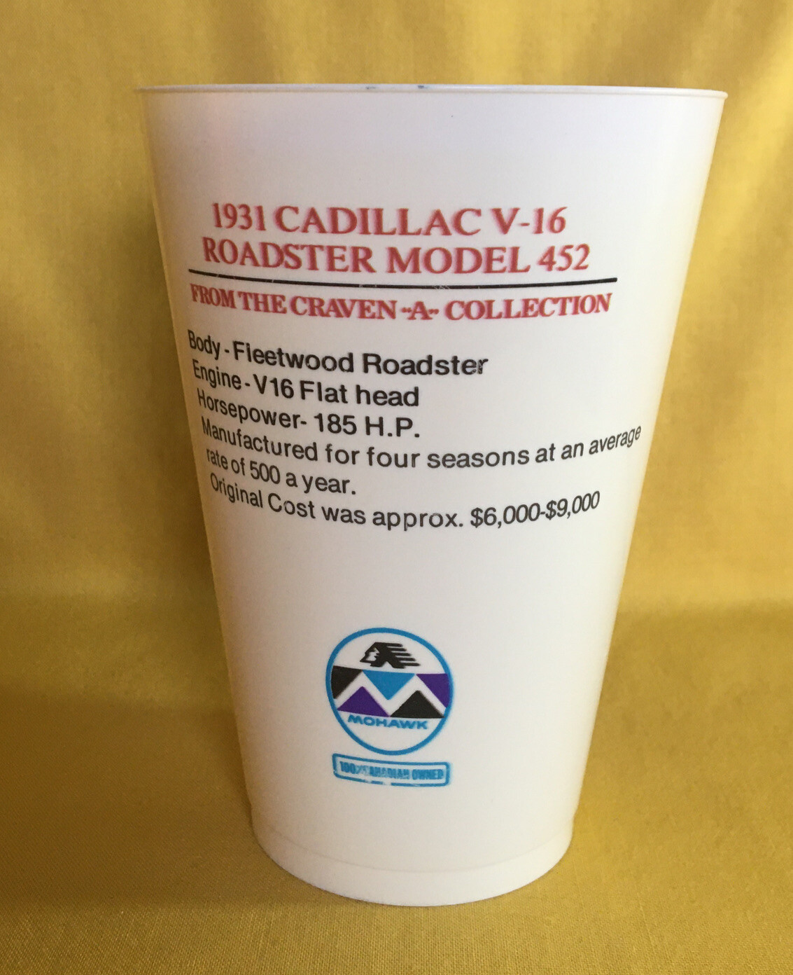 Lot Of 5 Vintage Classic Car Collector’s Cups Mohawk Gas Station Canada