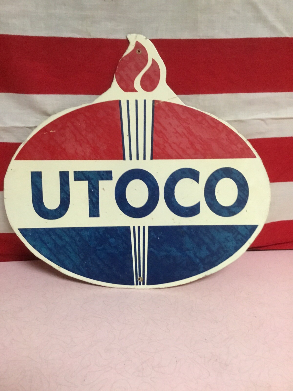 Ultra Rare UTOCO Gas Pump Sign. Bakelite fiberglass Utah Refinery Co. 14 by 13.