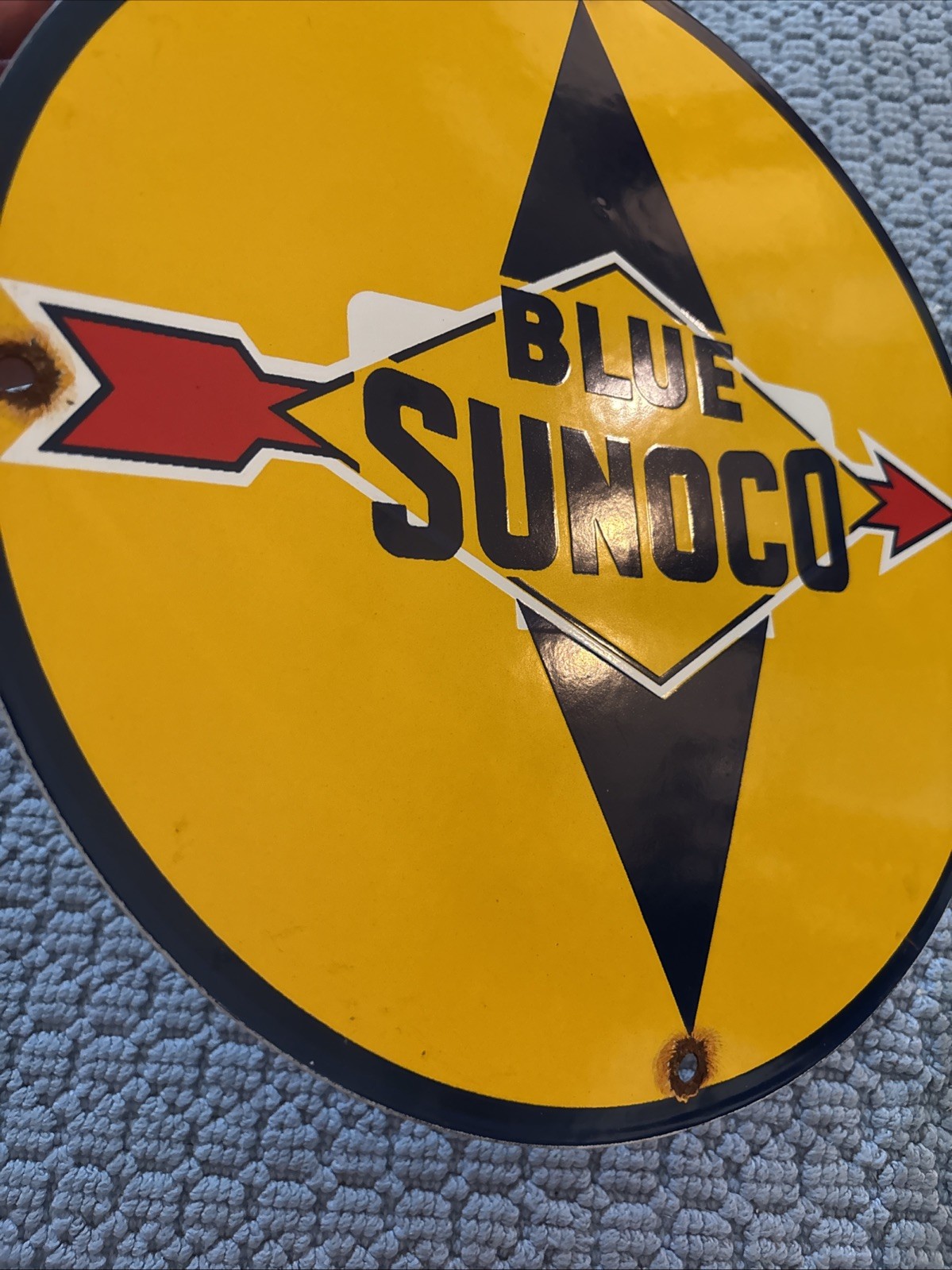 Sunoco Motor Oils Porcelain Sign – Gasoline Advertising Gas Pump 12” A1
