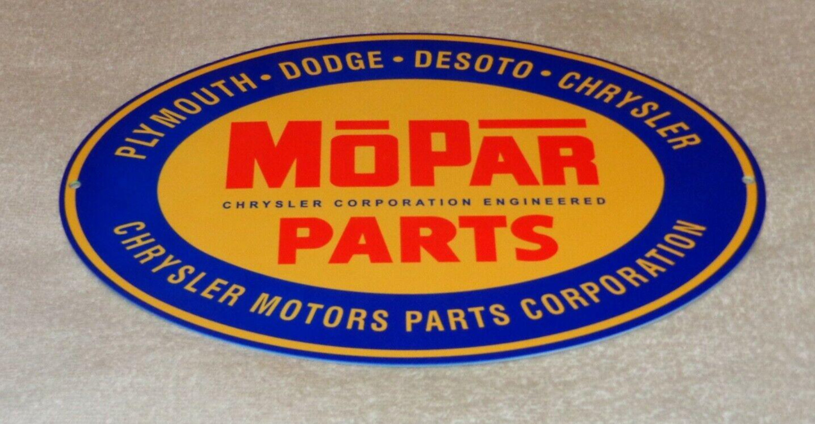VINTAGE MOPAR PARTS CHRYSLER DODGE PLYMOUTH 1′ METAL CAR TRUCK GASOLINE OIL SIGN