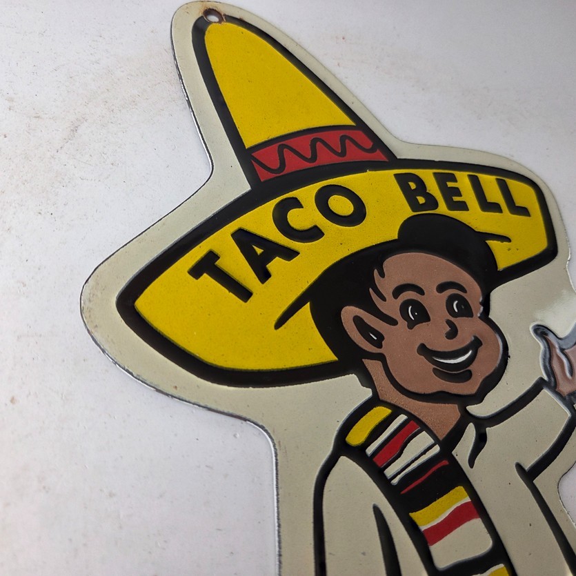 Vintage Taco Bell Sign – Fast Food Diner Gas Pump Porcelain Sign