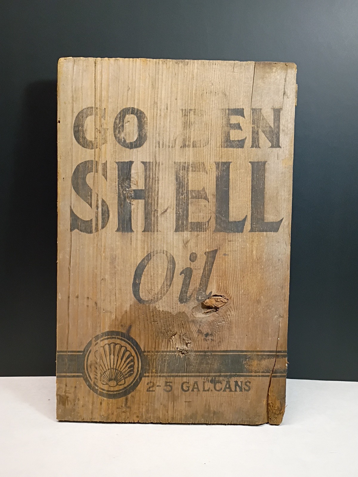 COLEEN SHELL Oil Wood Sign Box End Very RARE!