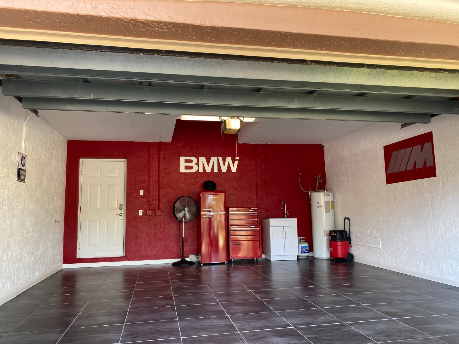 BMW Garage Sign 4 1/2 Feet Long Brushed Silver