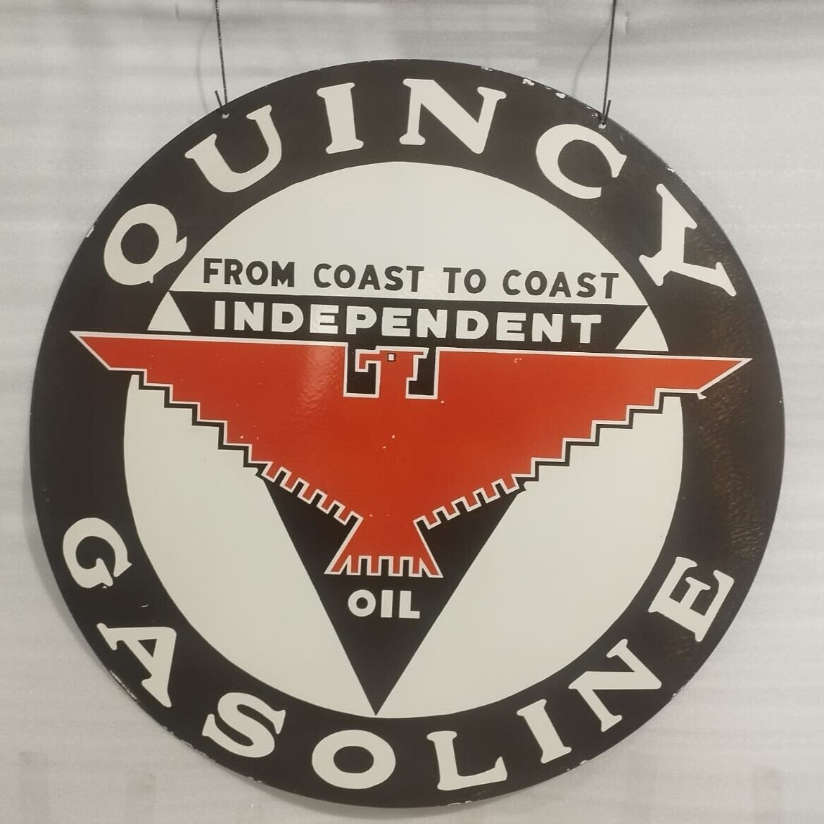 INDEPENDENT GASOLINE & OIL PORCELAIN ENAMEL SIGN 48″ DSP.