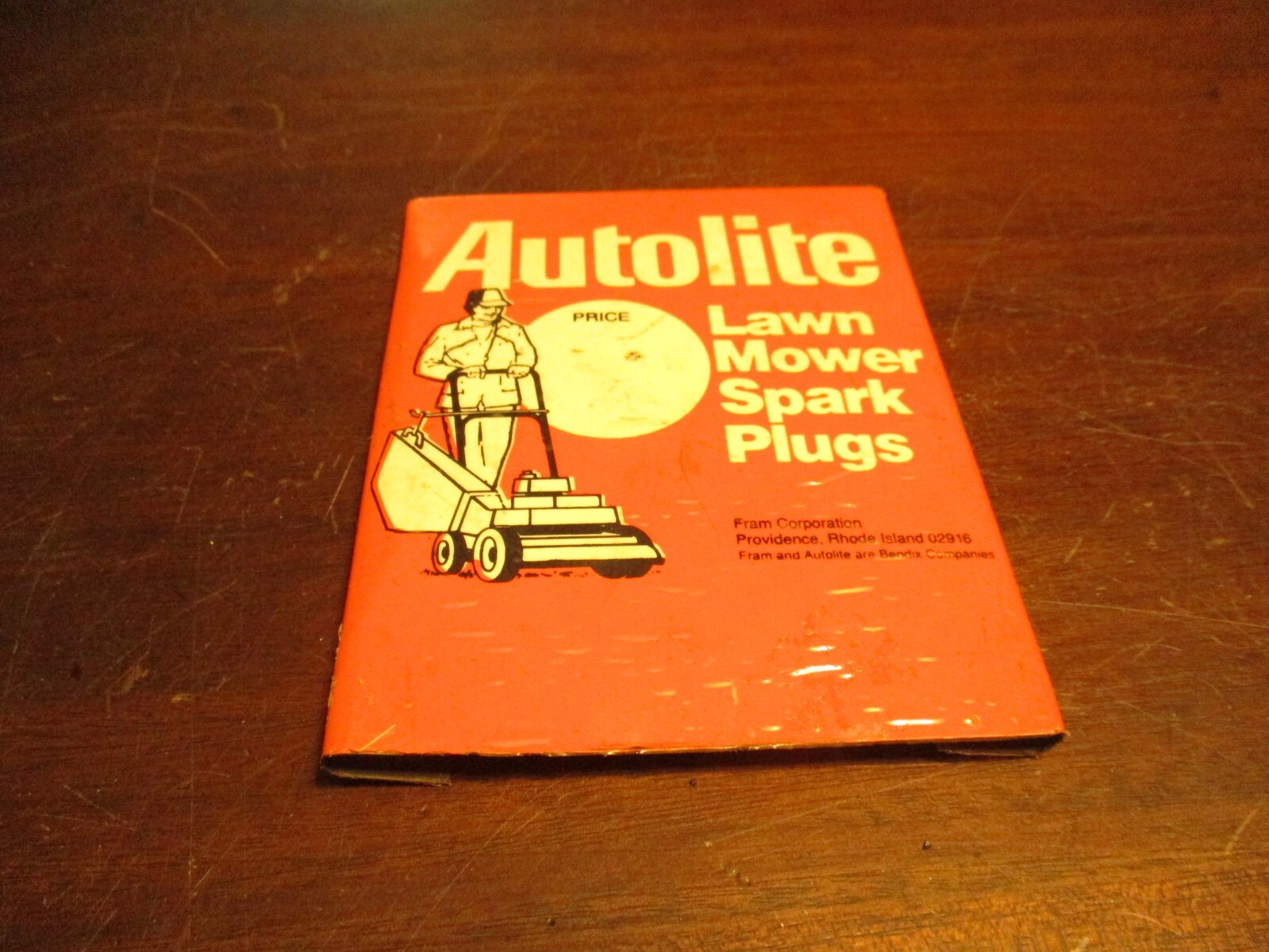 RARE VINTAGE Autolite Lawn Mower Spark Plugs advertising slide on sign Fram corp