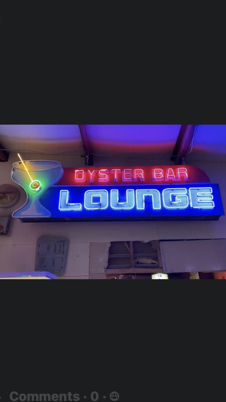 Neon Sign Oyster Bar Lounge Martini Glass