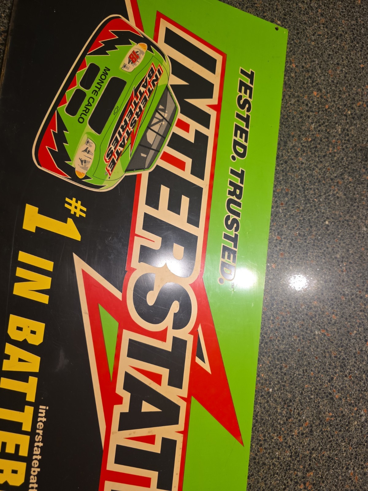 Interstate Batteries Metal Rack Topper Sign 22×11 Fun Advertising Garage Mancave