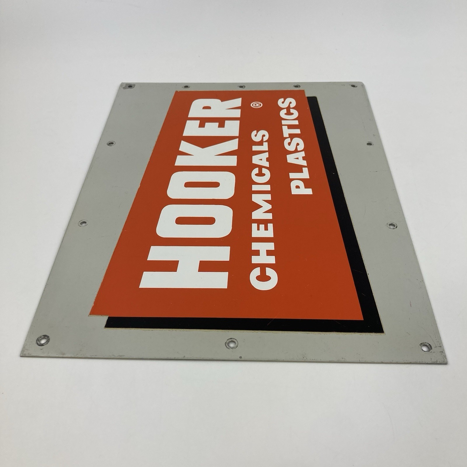 Vintage Hooker Chemicals Plastics Printed Metal Sign 12×9 Mid Century Industrial