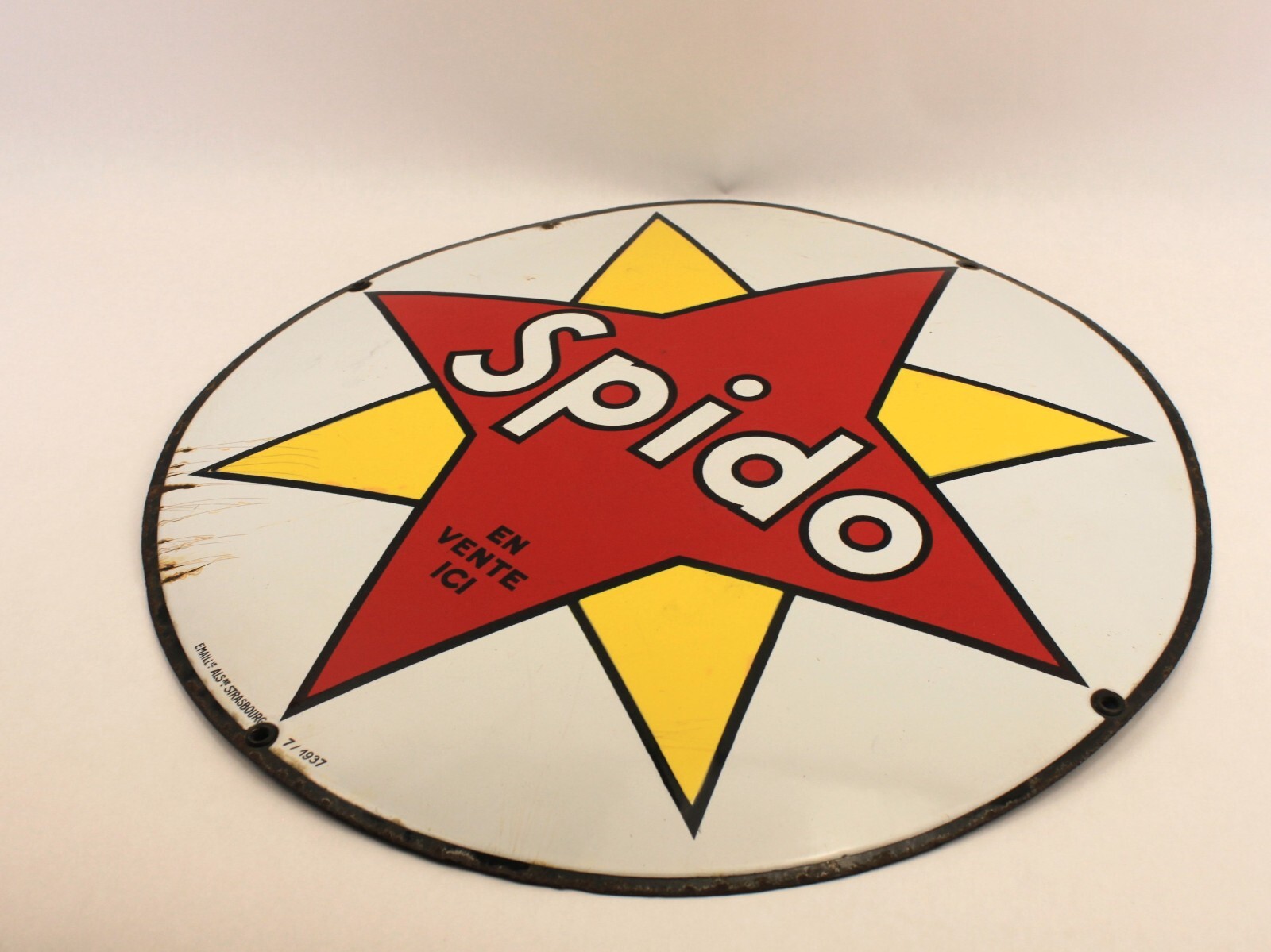 1930s Spido Oil France Porcelain Advertising Sign RARE