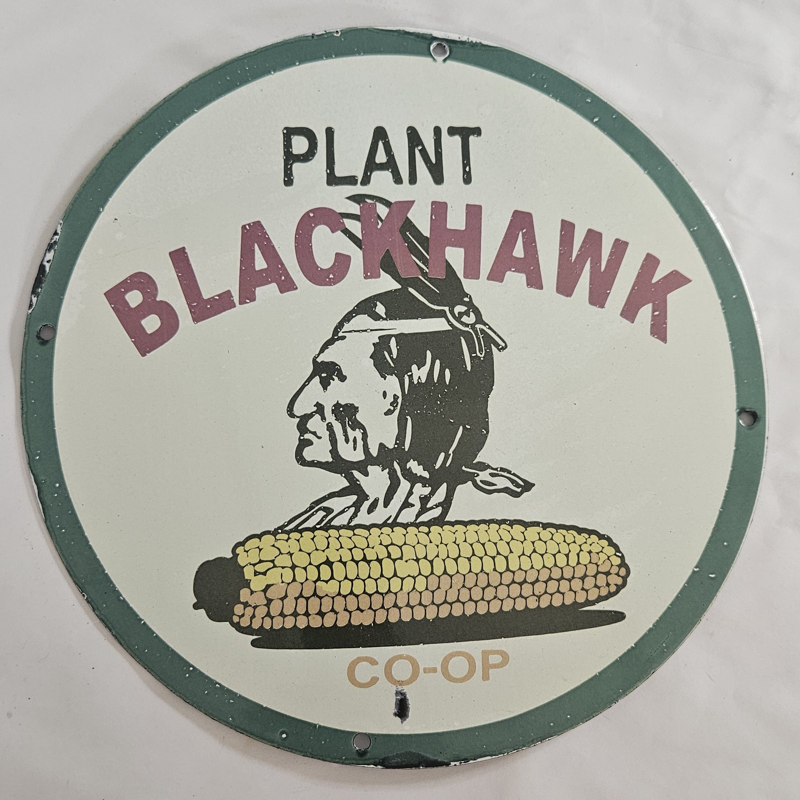 Vintage 12″ Blackhawk Co-op Porcelain Sign – Unique Farm Decor Collectible