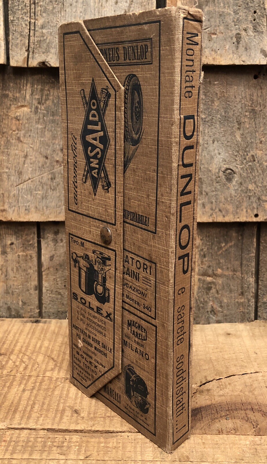 Rare Early Italy Automobile Auto Travel Map Gas Pump Oil Michelin Dunlop Tires