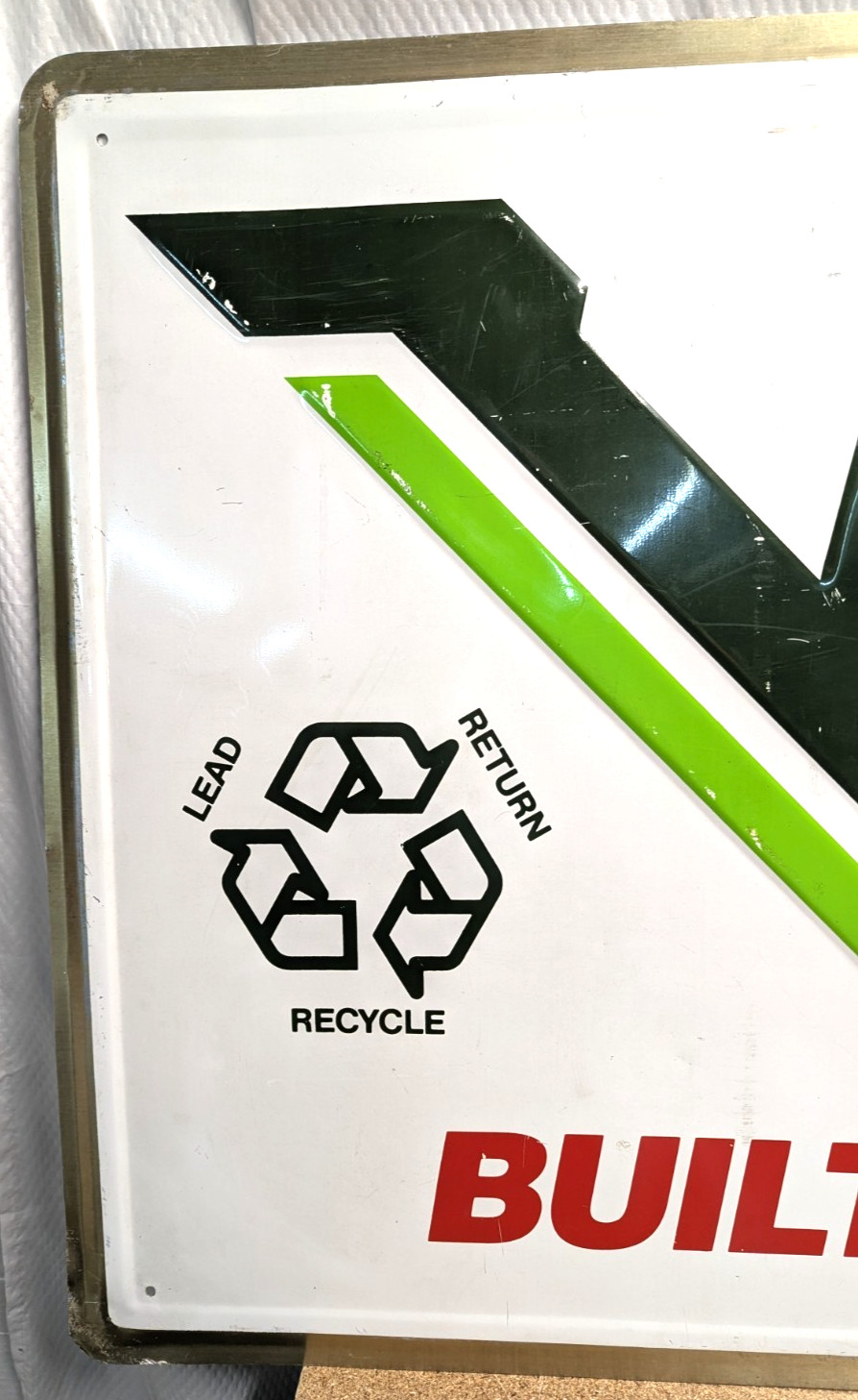 Large 60″ INTERSTATE BATTERIES embossed tin metal dealer sign