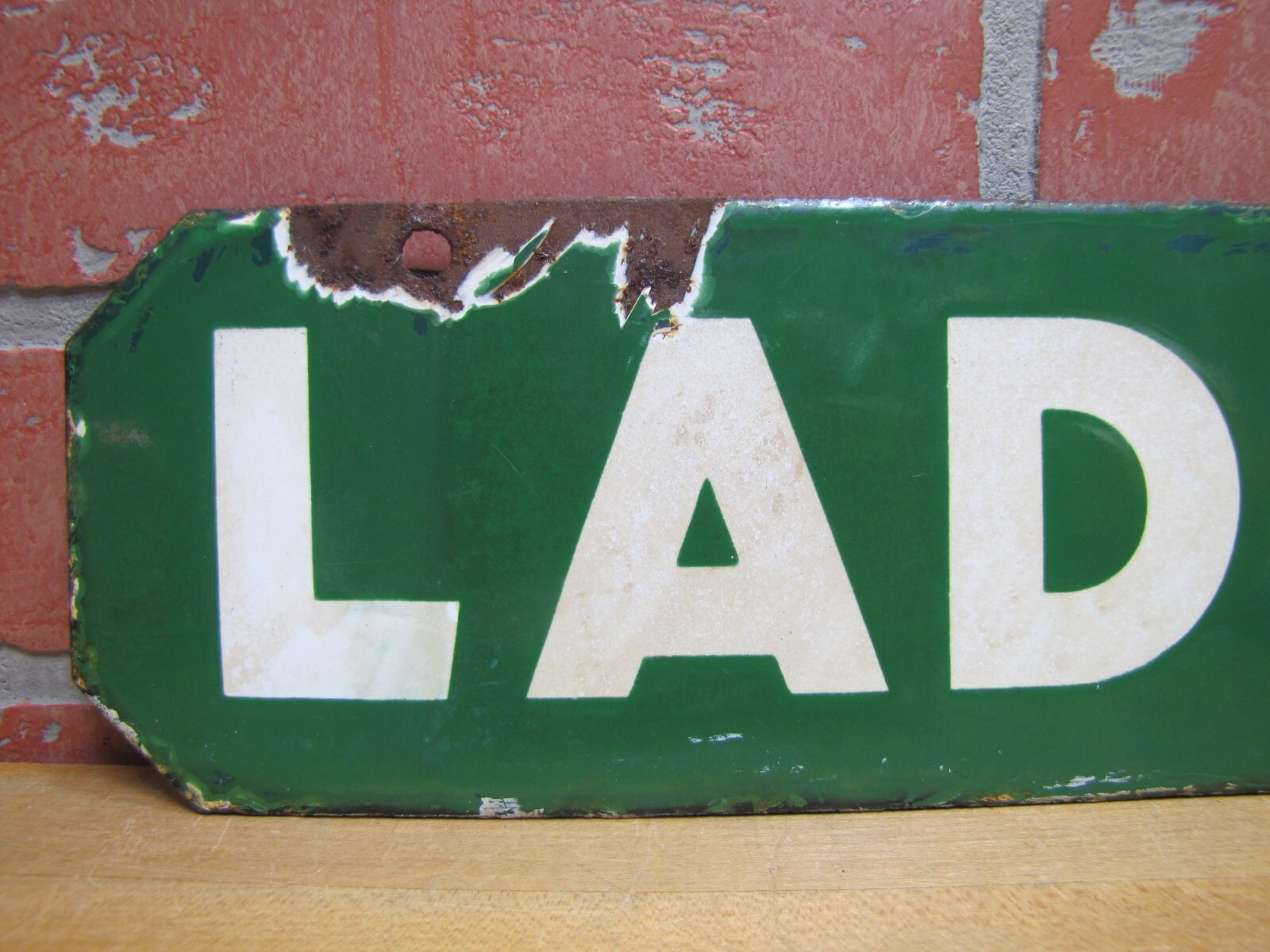 LADIES Old Double Sided Porcelain Gas Station Advertising Sign Texaco Sinclair