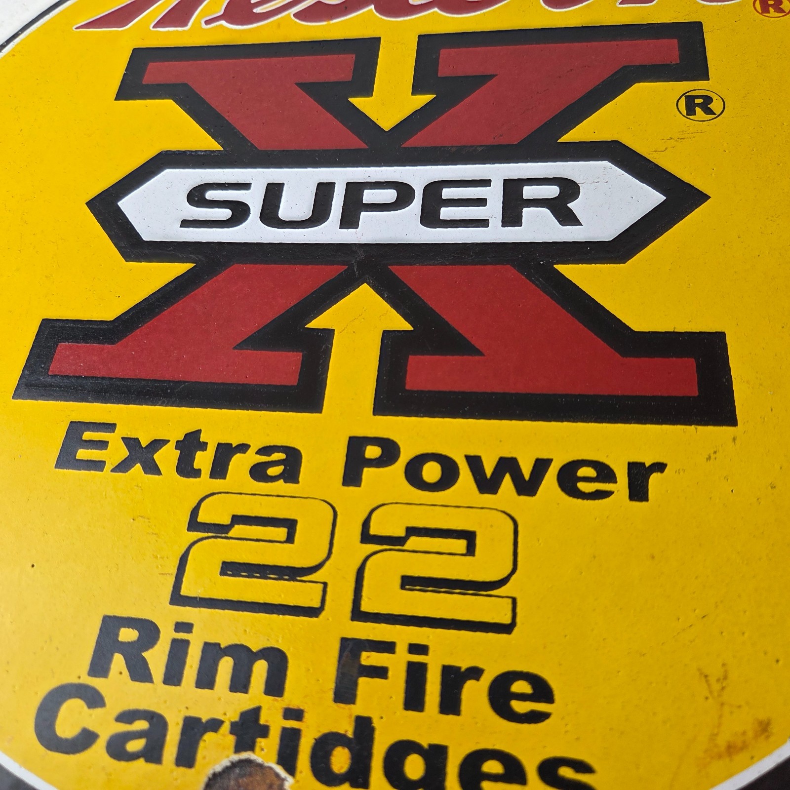Vintage Western Ammo Firearms Sign – 22 Super X Gun Shop Porcelain Gas Pump Sign