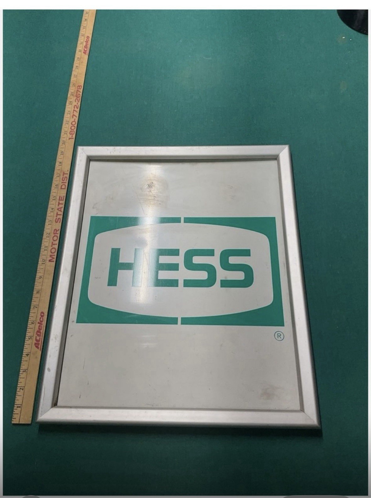 Vintage Antique Hess Service Station Gas Oil Sign Framed