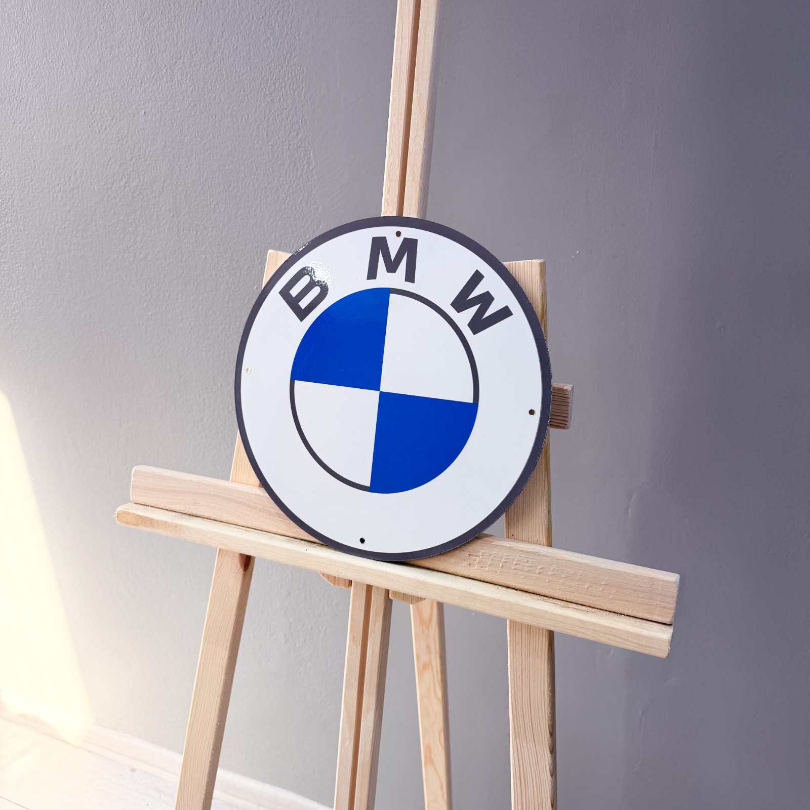 BMW White Round Logo Heavy Metal Sign 30 cm (11.8”) Clean Garage Wall Decor