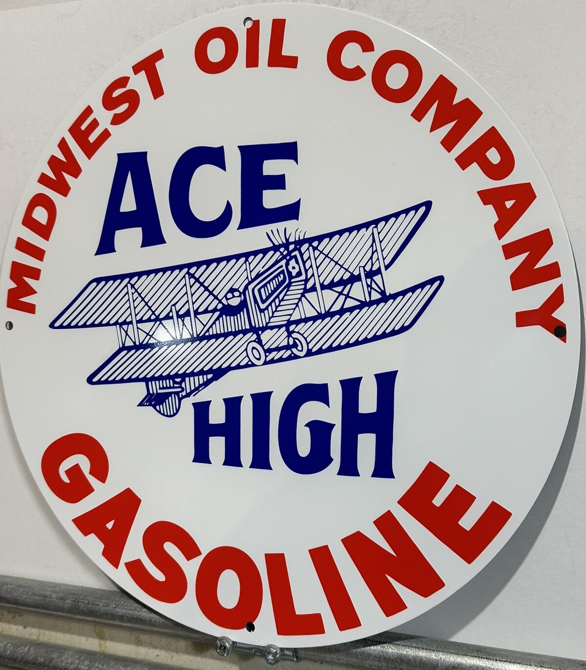 Vintage Style Aviation Ace High Gasoline Metal Heavy Steel Quality Sign