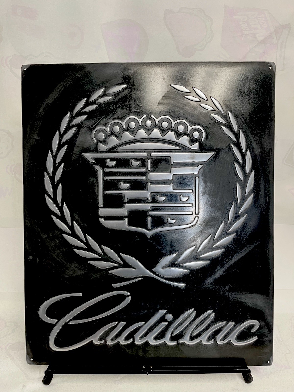 Cadillac Metal Sign – Hand Cast Aluminum Relief Wall Art 20×24 Vintage