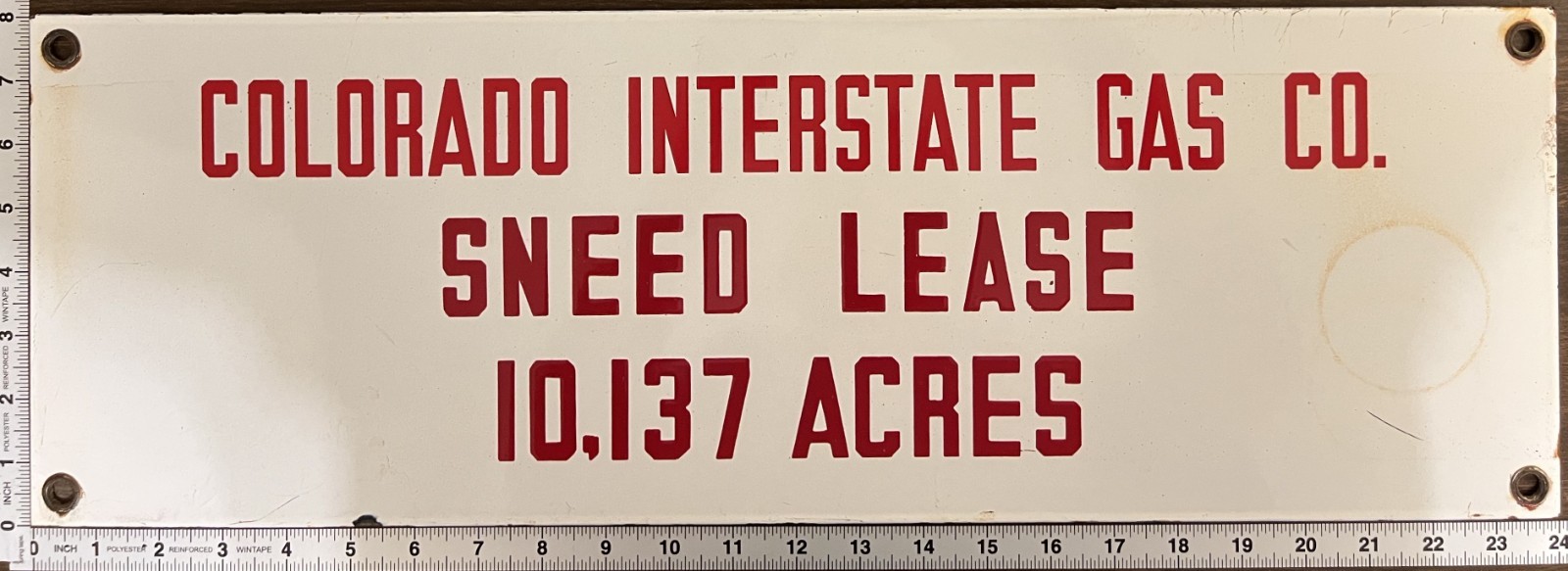 Vintage Porcelain Oil Field Sign – Colorado Interstate Gas Co. Sneed Lease