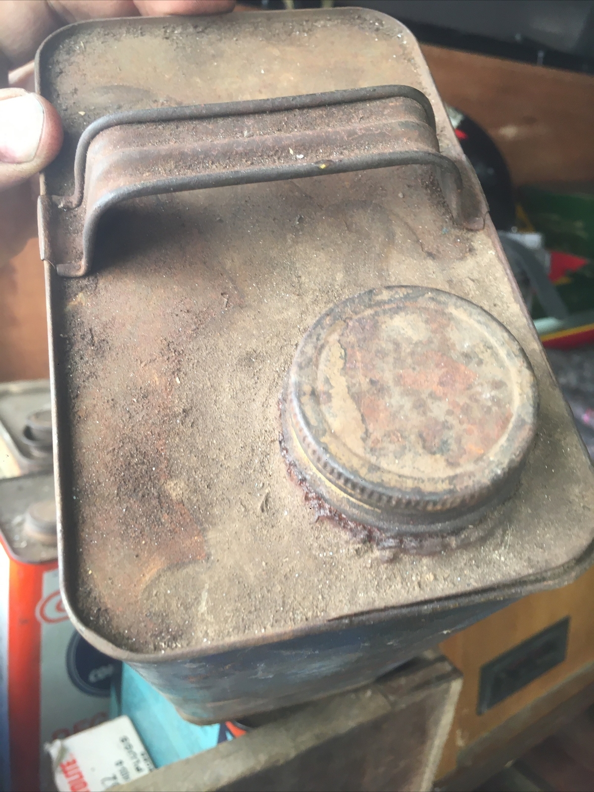 bright 1930s antique vintage auto paint can advertising oil gas sign I Gal
