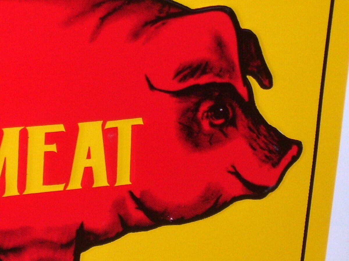 BACON & HAM — EAT PEOPLES MEAT – PACKING CO – Harley Hog Sign – CINCINNATI OHIO