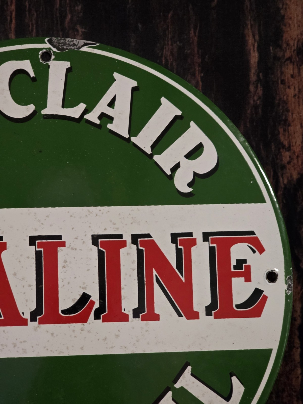 OLD VINTAGE SINCLAIR OPALINE GASOLINE PORCELAIN GAS STATION MOTOR OIL SIGN 12″.