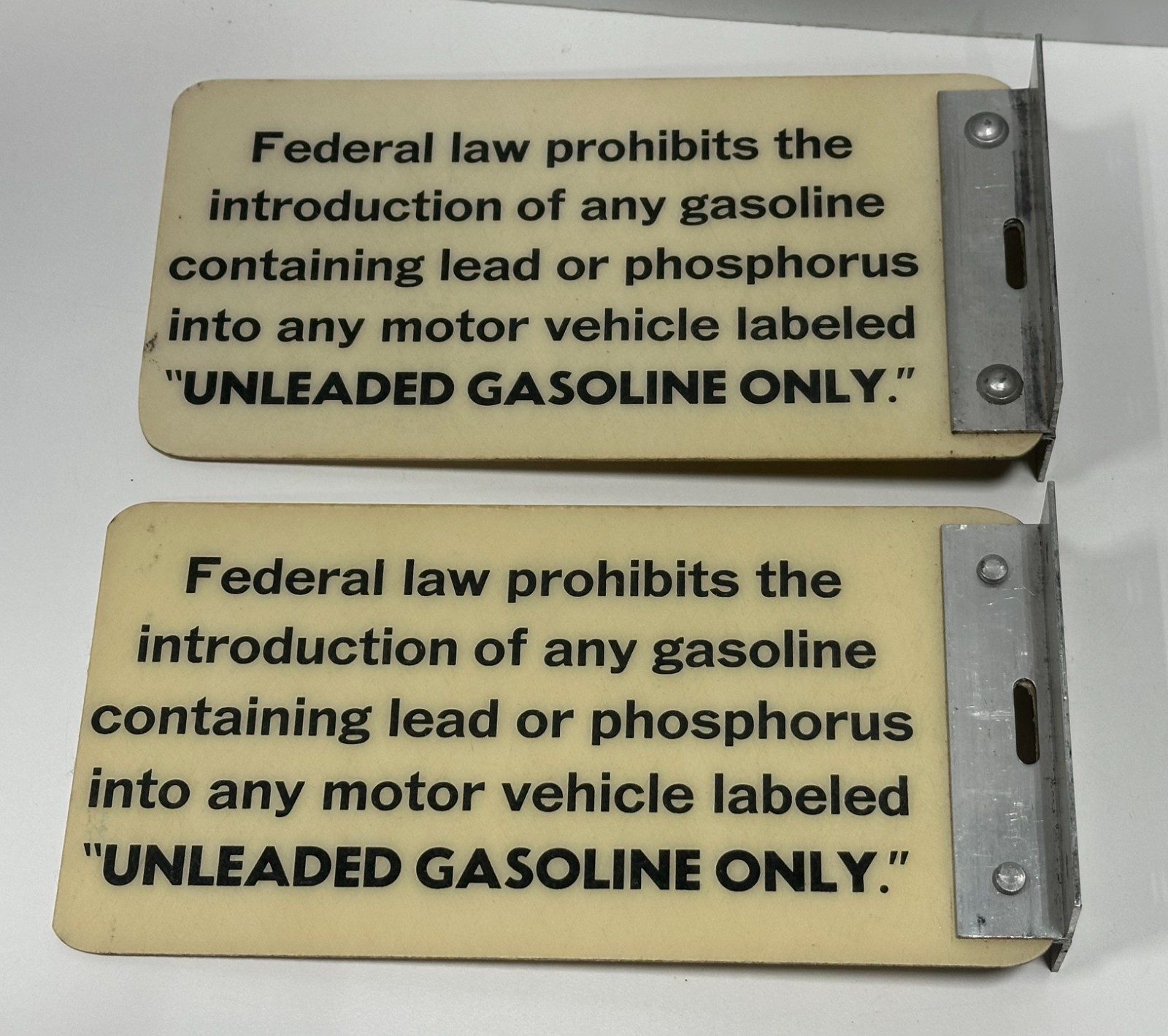 2 Vintage Gas Unleaded fiberglass Signs ” Unleaded Gasoline Only” collectible