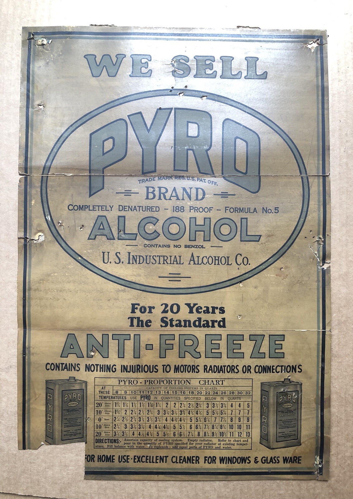 Rare Antique Vintage Gas Oil PYRO Antifreeze Dealer Garage Shop Sign Display