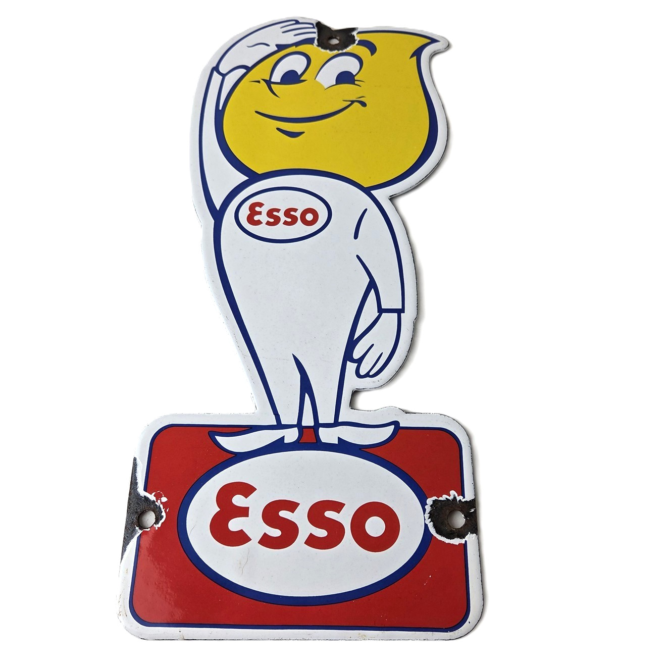 Vintage Esso Gasoline Porcelain Sign – Oil Drop Gas Service Station Auto Sign