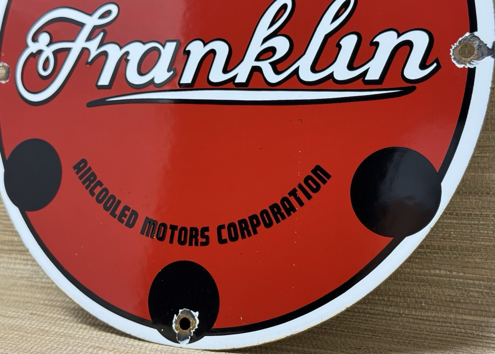 VINTAGE FRANKLIN MOTORS PORCELAIN SIGN DEALERSHIP GAS STATION SERVICE MOTOR OIL
