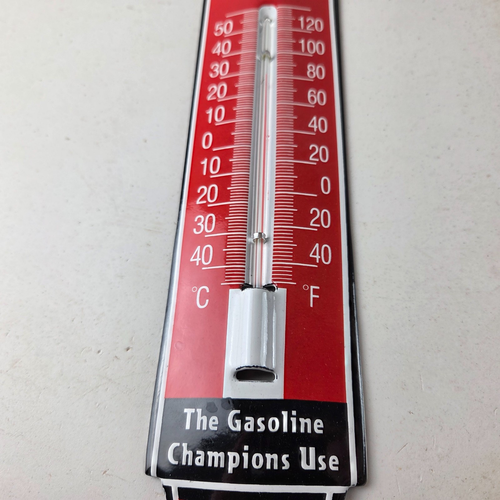 Vintage Lion Gas Sign – Service Station Pump Ad Sign on Porcelain Thermometer