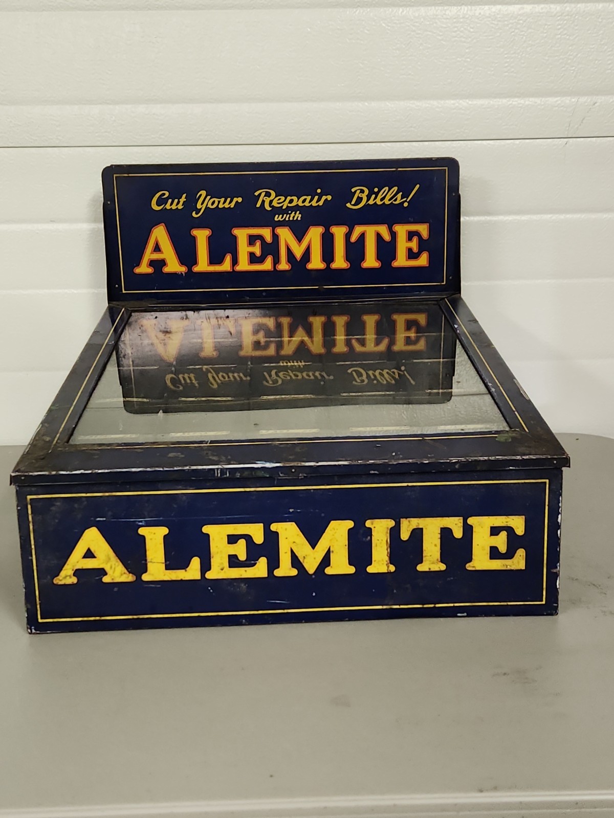 Alemite Grease Gas Station Service Display Cabinet Countertop Metal