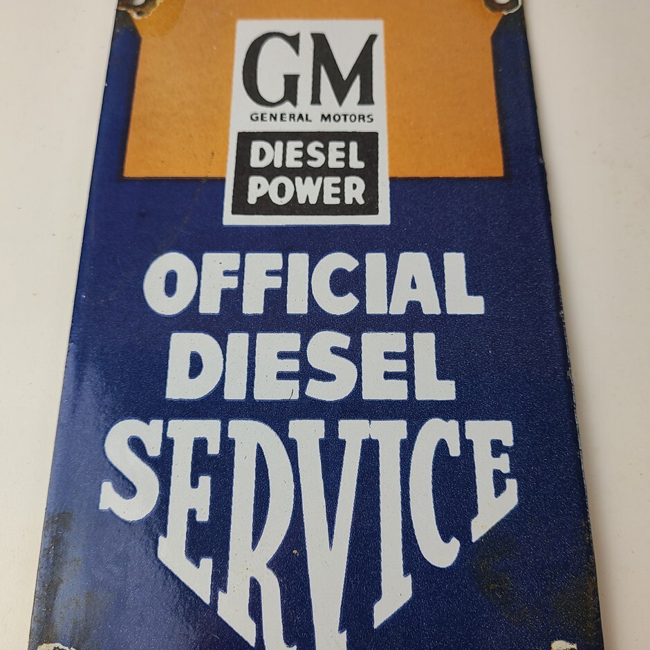 Vintage General Motors Sign – GM Automobiles Trucks Gas Diesel Porcelain Sign